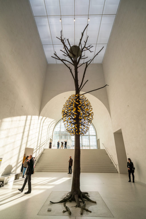 Musee Cantonal des Beaux-Arts - MCBA Hall d'entree avec la sculpture Luce e ombra de lartiste italien Giuseppe Penone