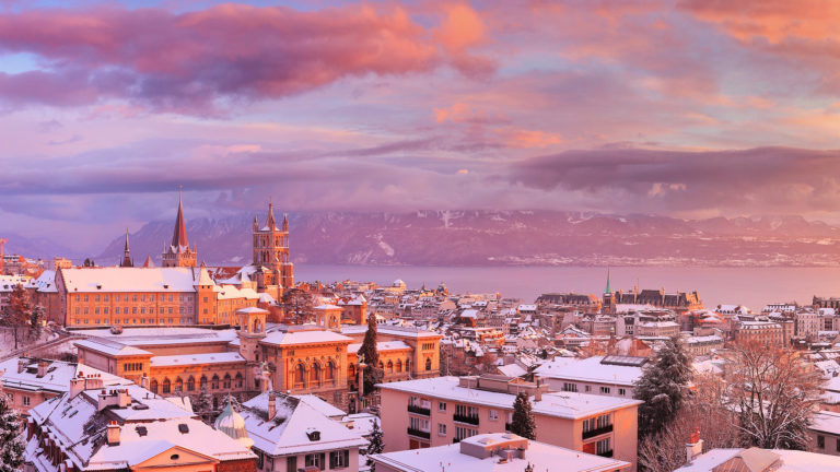 Panorama de Lausanne en hiver Panorama de Lausanne en hiver