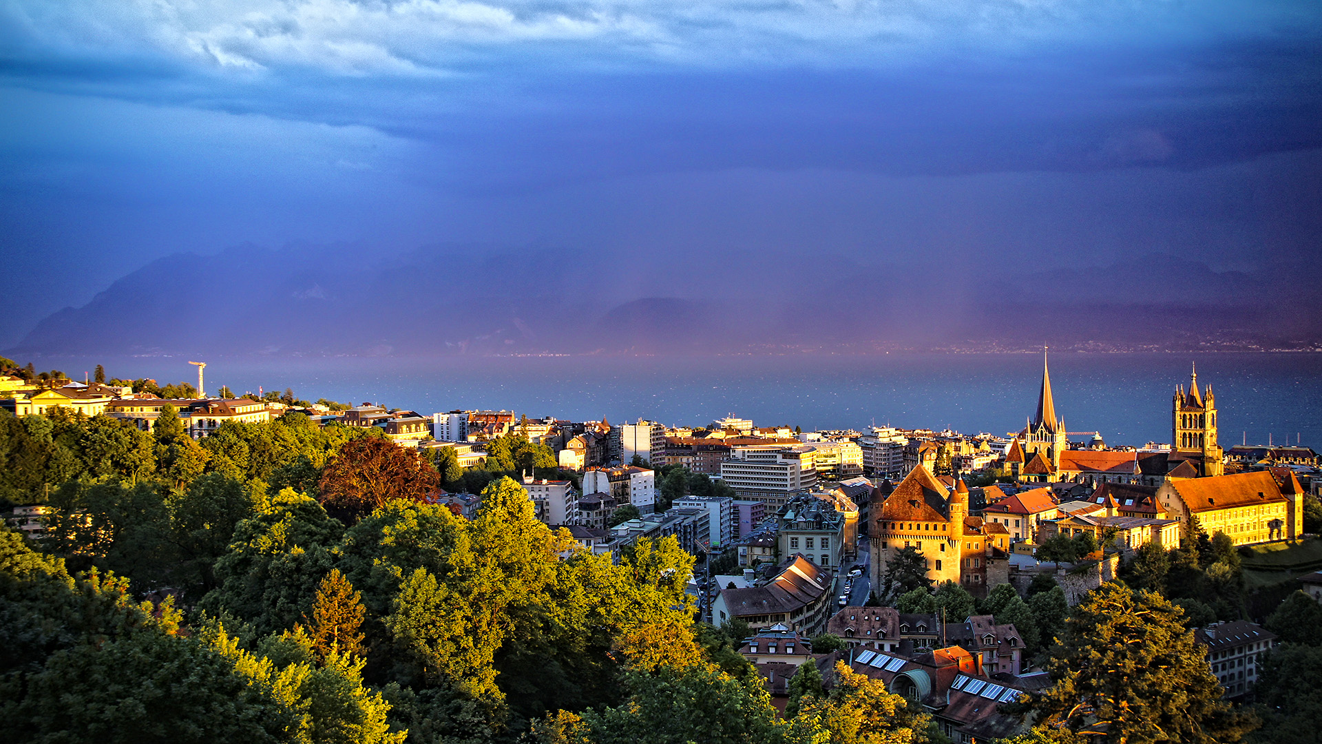 Panorama sur Lausanne, le lac, les montagnes