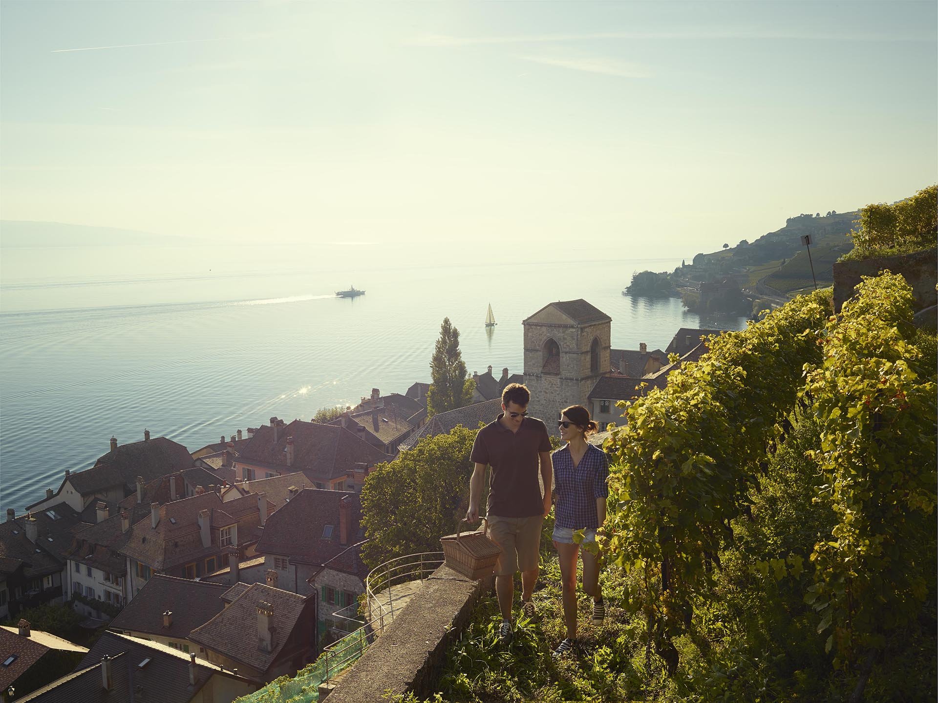 Balade dans les vignes de Lavaux avec vur sur le lac
